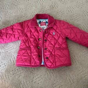 Joules 6-9 month quilted button pink jacket